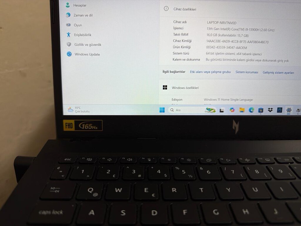 ACER NİTRO V15 ANV 15-52 KUTULU 1 SENEDEN FAZLA GARANTİLİ - 6