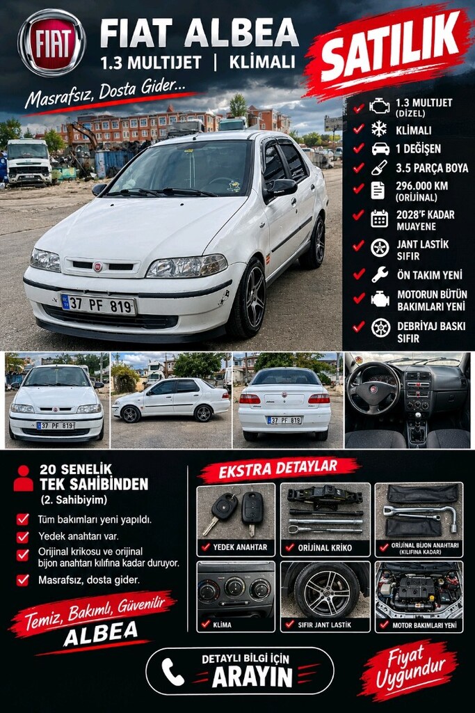 1.3 multijet albea tek değişen 3.5 parça boya bütün bakımları yeni - 11