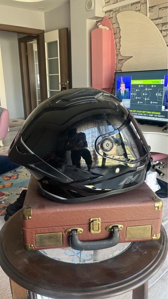 full face parlak siyah kask - 3