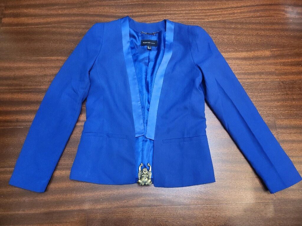 MANGO Mavi Saten Detaylı Blazer - 2