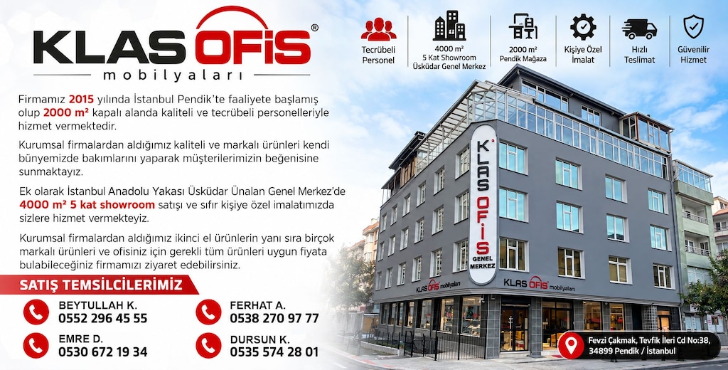 KLAS OFİS ÜSKÜDAR 160x75 cm CEVİZ MÜDÜR MASA TAKIMI SIFIR - 6