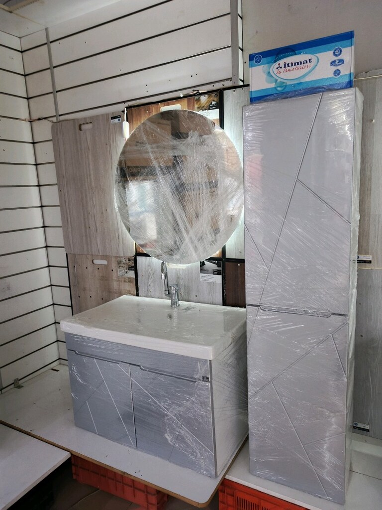 80cm mebran kapakli banyo dolabi - 3