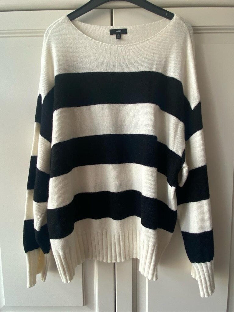Oversize Çizgili Triko Kazak - 3