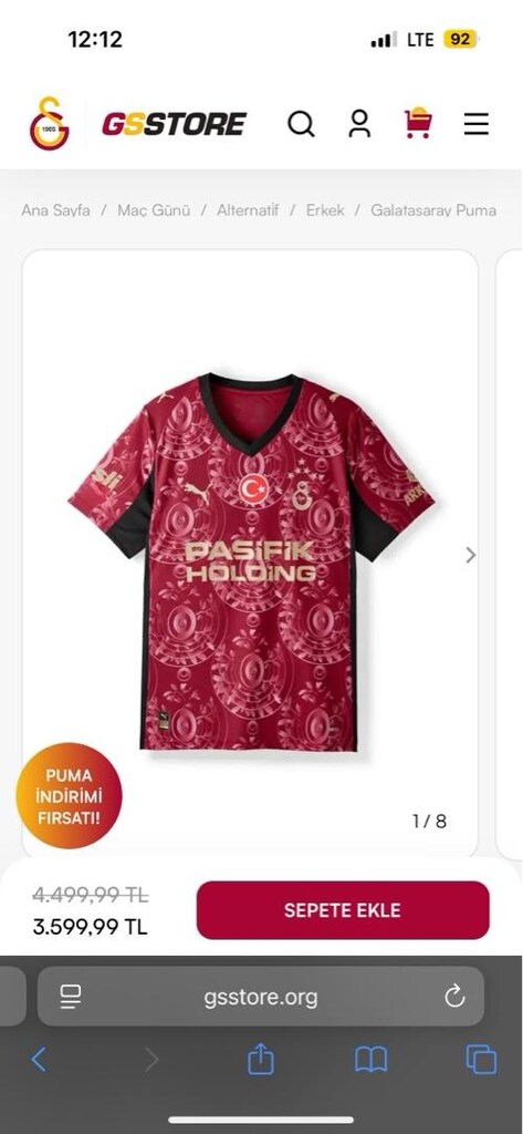 Galatasaray Puma 2025/2026 Alternatif Forma Kullanılmamış Acil Satılık - 5
