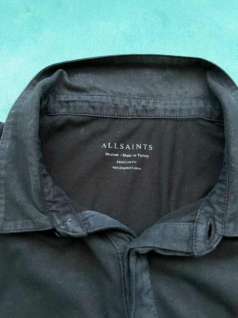 All Saints Siyah Polo Yaka T-Shirt — görsel 3/4