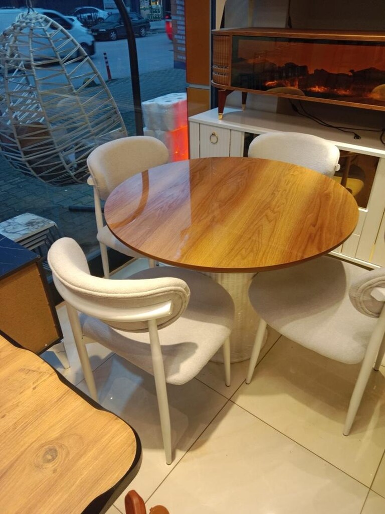 sıfır ürün kaliteli mdf yuvarlak yemek masası takımı - 2