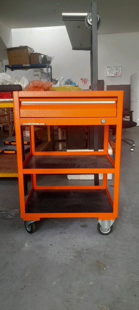 Temiz 1 Çekmeceli Kilitli Metal Takım Arabası / Servis Arabası (Tekerl