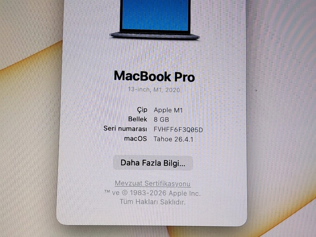 MacBook pro M1 8GB RAM 256GB SSD PİL DEVRİ 220 TOUCBAR ÖZELLİĞİ VAR - 6
