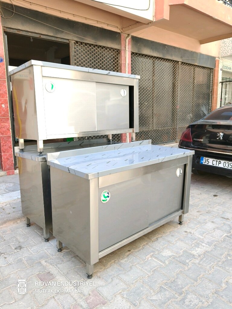 140 cm krom tezgah endüstriyel hazır mutfak krom çalışma tezgahı - 3
