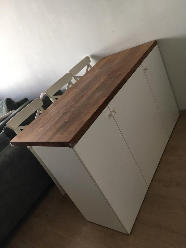 ikea bar sandalye 3adet ve ahşap mutfak adası - 2