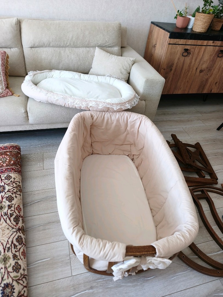 tahterevalli ceviz ahşap beşik - 5