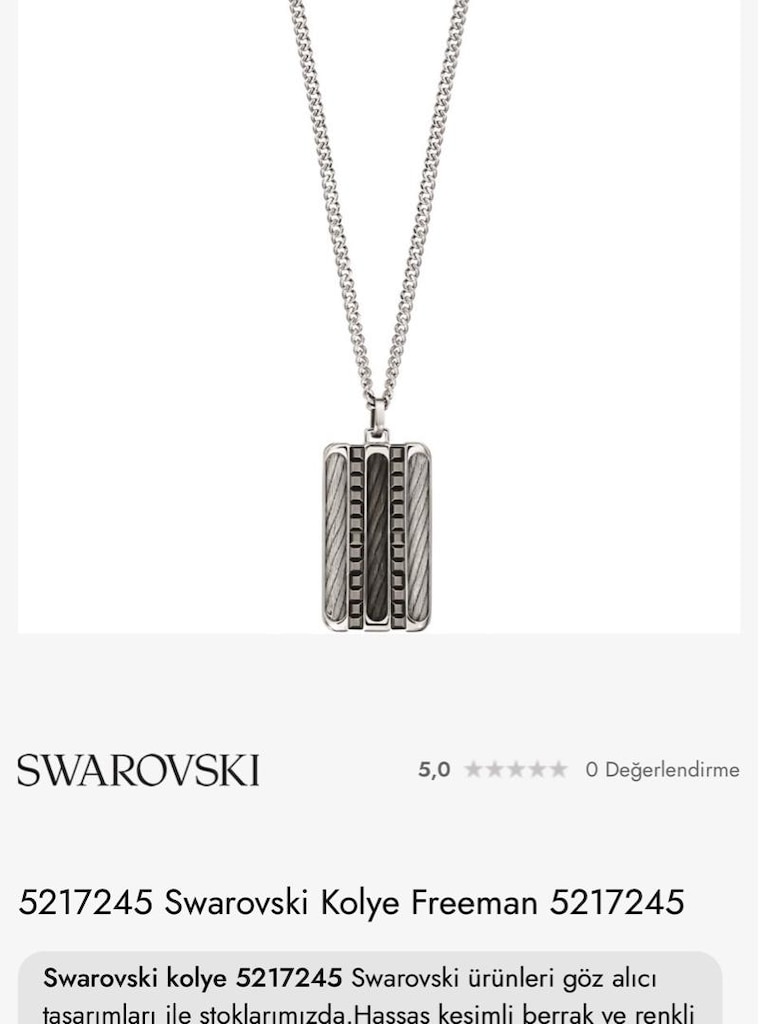 SWAROVSKİ ERKEK GÜMÜŞ KOLYE
