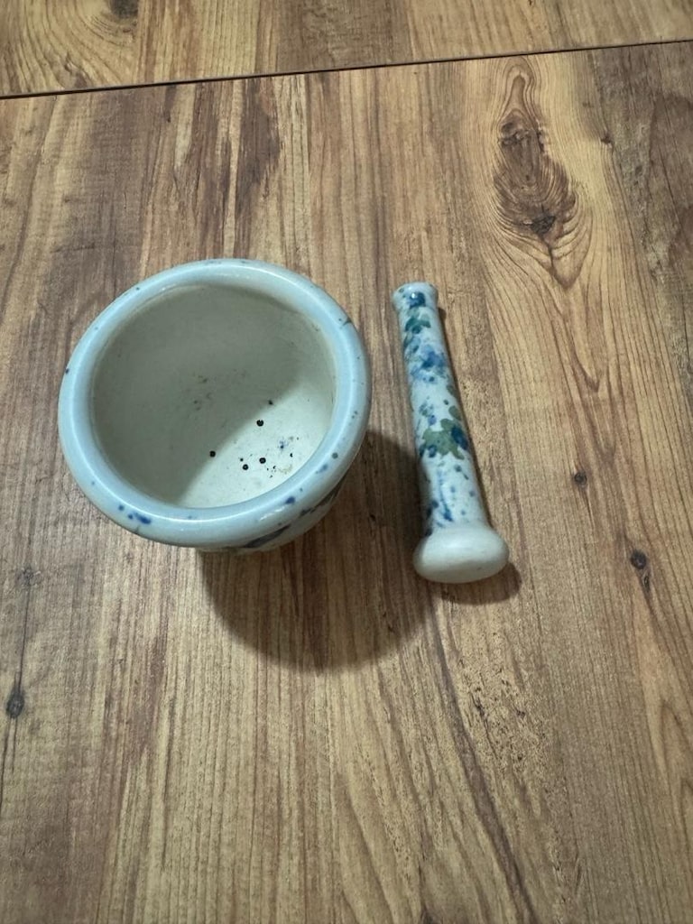 Antika Dekoratif ve Kullanışlı Seramik Havan Seti - 3