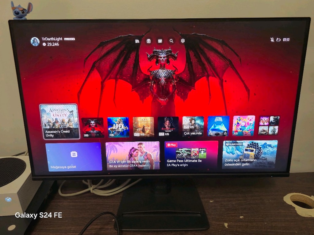 Xbox series S+Hapörlörlü monitör , hazır sistem. - 2