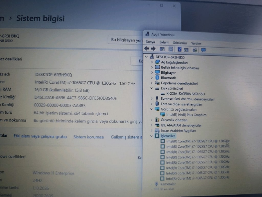 TEMİZ CASPER i7 16GB LAPTOP İşlemci: Intel Core i7-1065G7 (10. Nesil) - 7