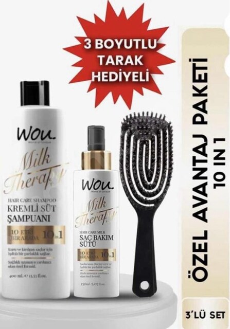 WOU MİS KOKULU 3 LÜ SET Hem Şampuan hem Saç Sütü hemde Tarak