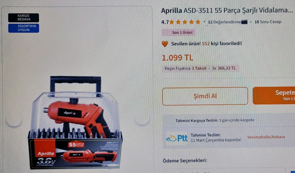 Aprilla 55 parça şarjlı vidalama. Özel çantalı kutusunda. - 9