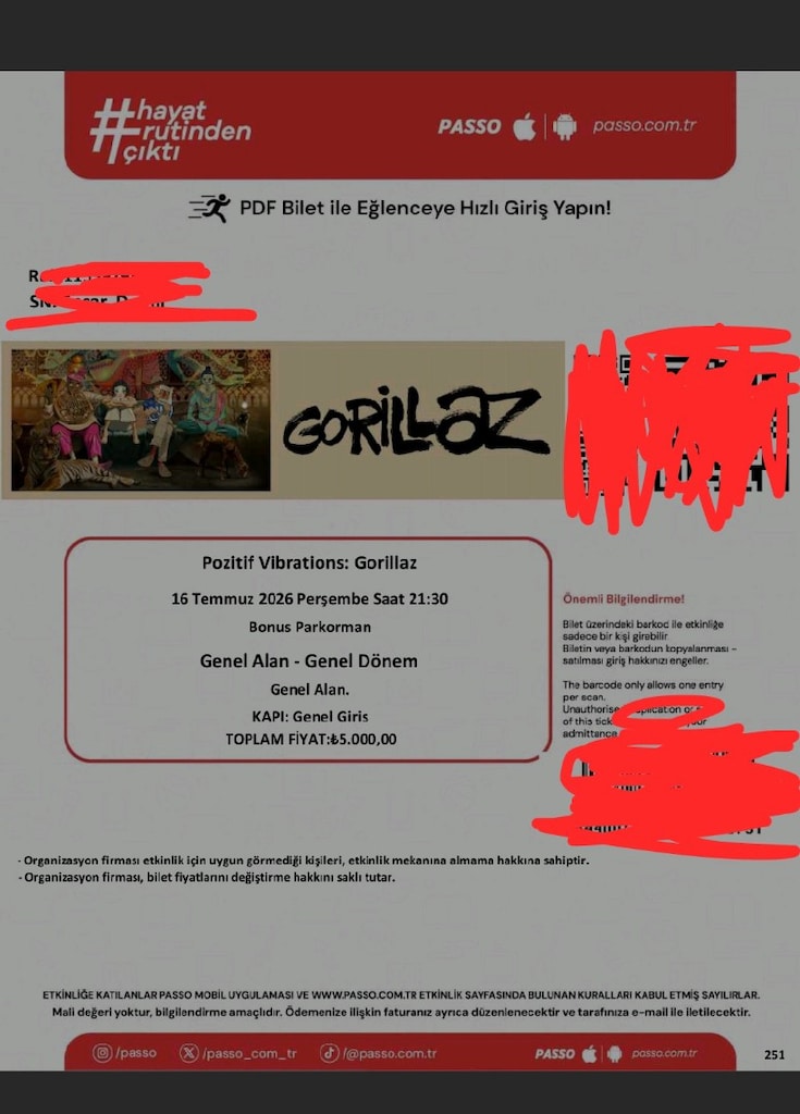 Gorillaz 16 temmuz İstanbul konseri