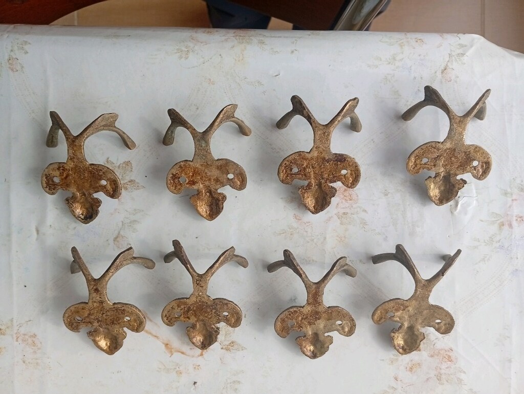 8 adet antika pirinç askılık - 4