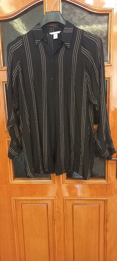 h&m oversize siyah çizgili yepyeni gomlek - 9