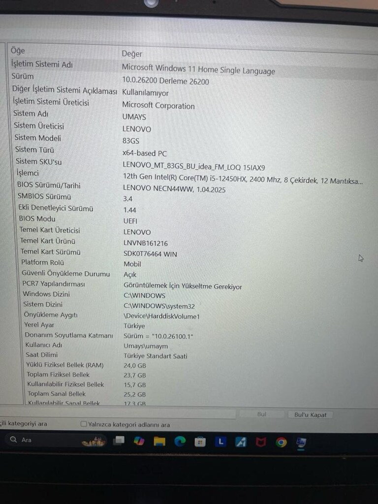 Lenovo LOQ 15IAX9 İ5-12450hx 24 Gb 512 Gb Ssd Nvidia Geforce Rtx 4050 - 8