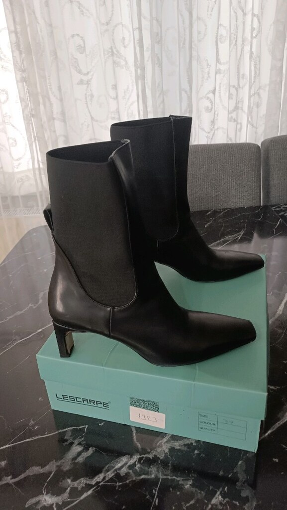 LESCARPE Siyah Deri Kadın Topuklu Çizme - 3