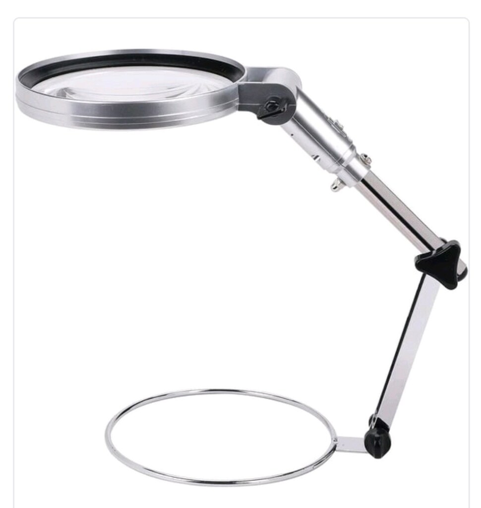 Katlanabilir LED Işıklı Masaüstü Büyüteç 2X 130mm Büyük Boy