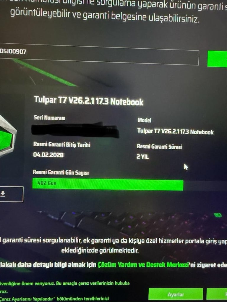 Monster Tulpar T7 RTX5060 Garantili Oyuncu Laptop - 8