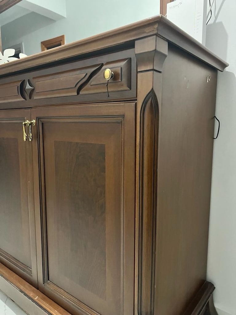 Gerçek ceviz ağacından el işçiliği aynalı konsol - 3