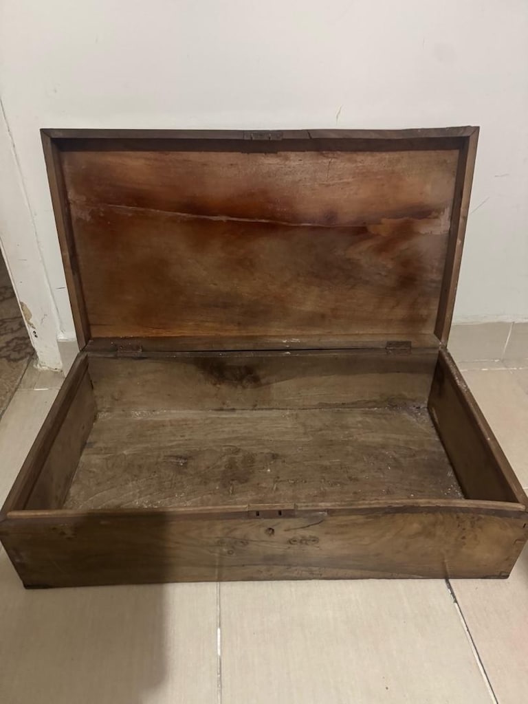 Vintage Masif Ahşap El Yapımı Valiz Sandık 70x38x20 cm - 7