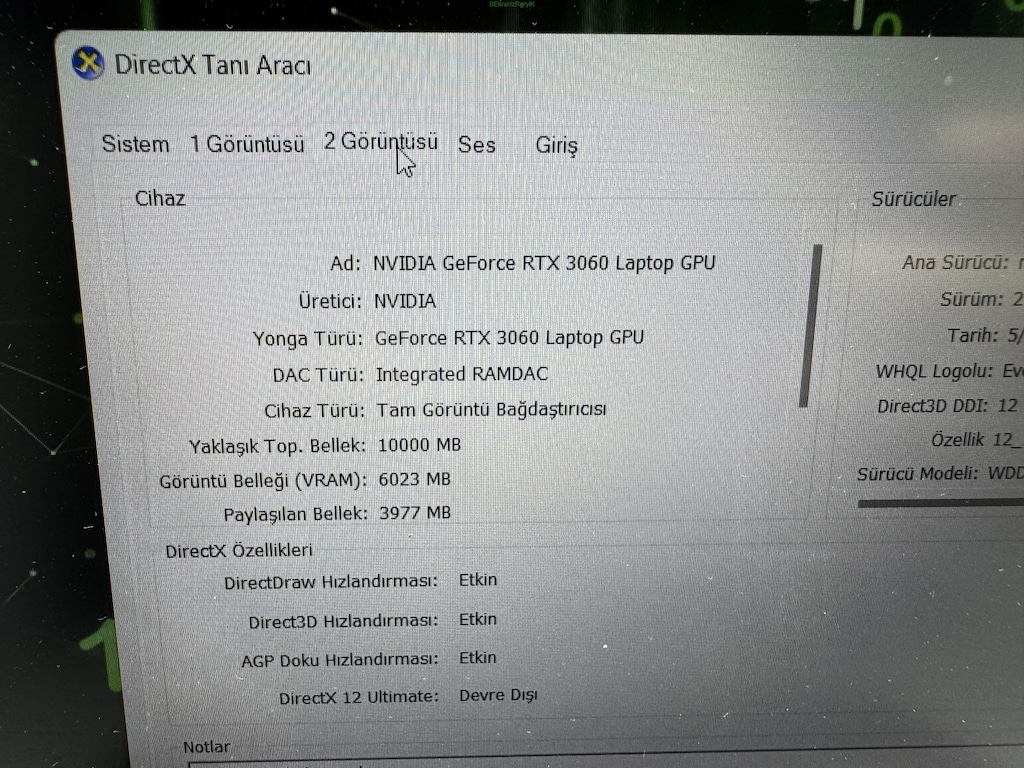 ACER NİTRO i7 11. İŞLEMCİ 8 GB RAM 512 M2SSD RTX 3060 - 8