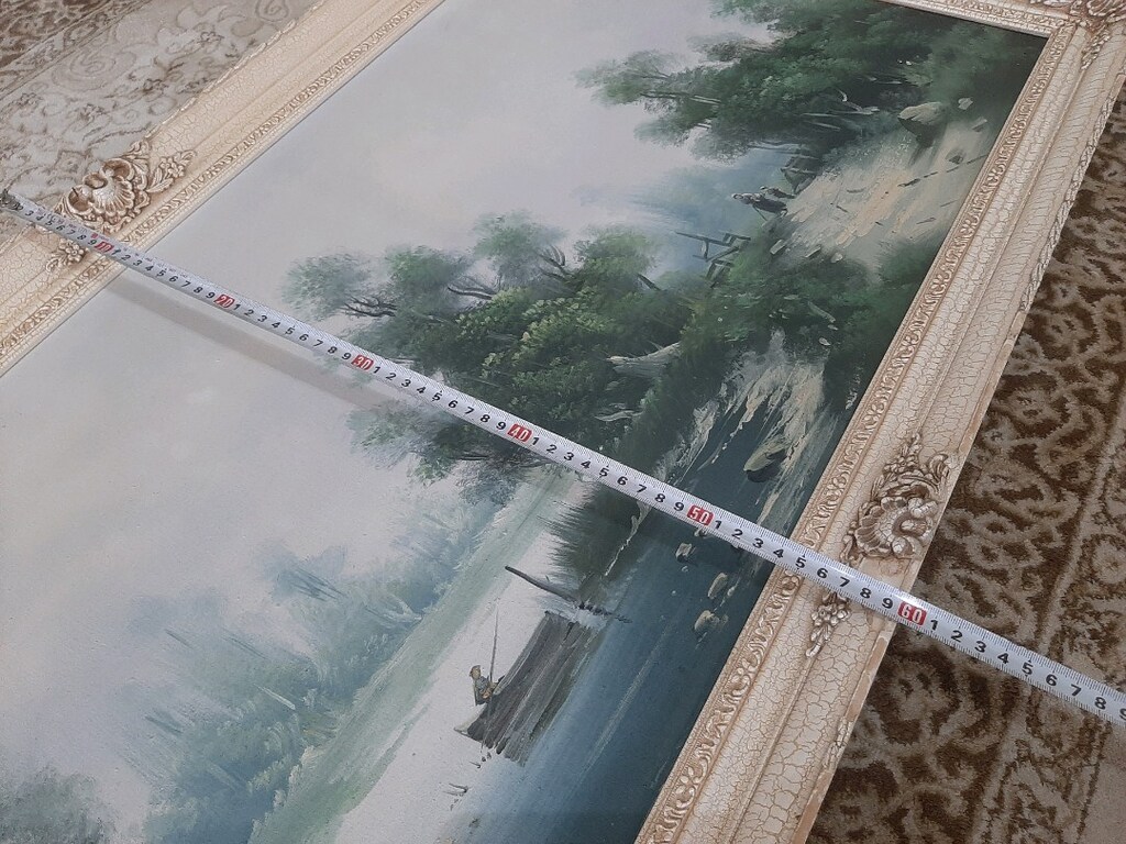 imzalı Antika Resim Yağlı Boya Resim Tablo 110cm/60cm - 12