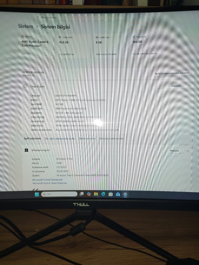 Ryzen 5 5600 RX 6600 8GB 16GB RAM + Thull 165Hz Monitörlü PC Seti - 5
