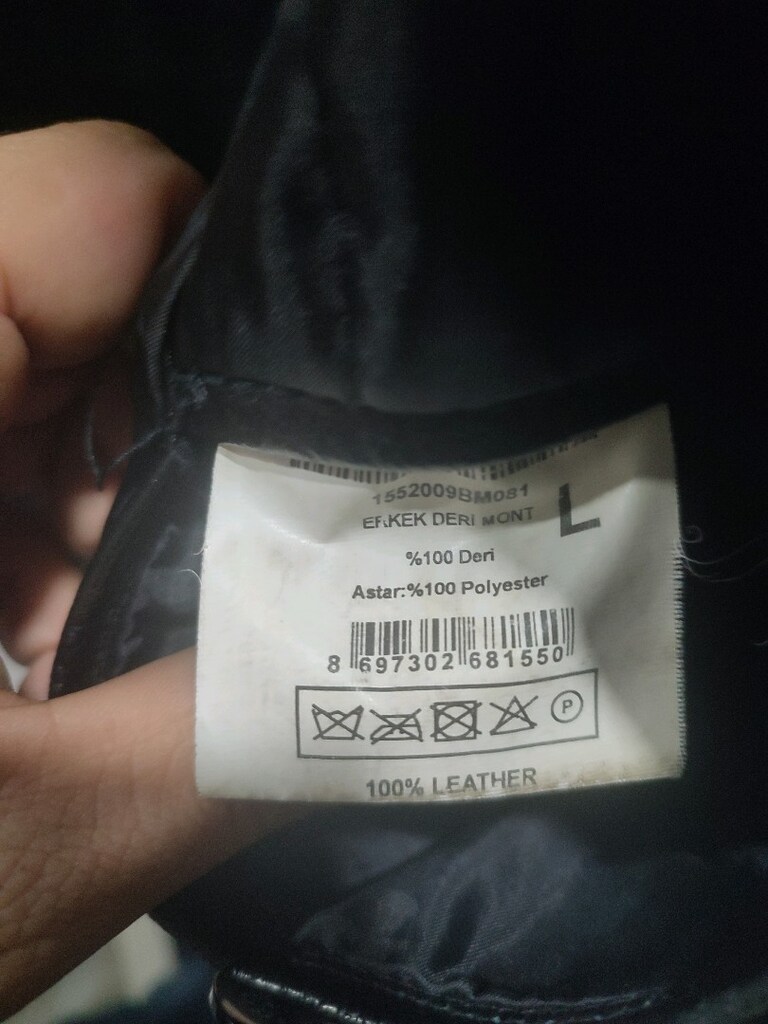 Siyah 100% Hakiki Deri Mont L beden - 7