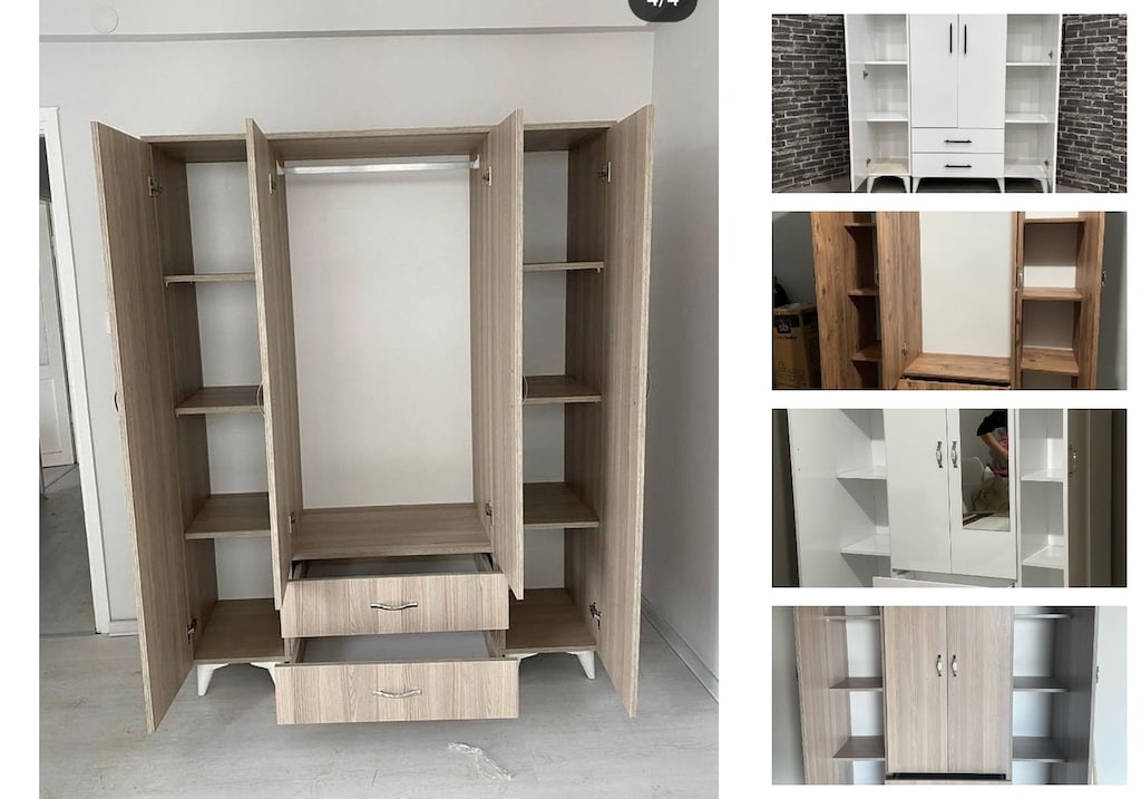 4 kapaklı elbise dolabı gljxpmbhxh - 3