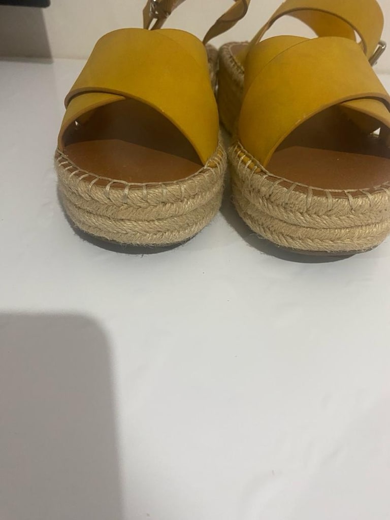 Aldo marka hardal sarısı espadril/dolgu taban sandalet, - 2