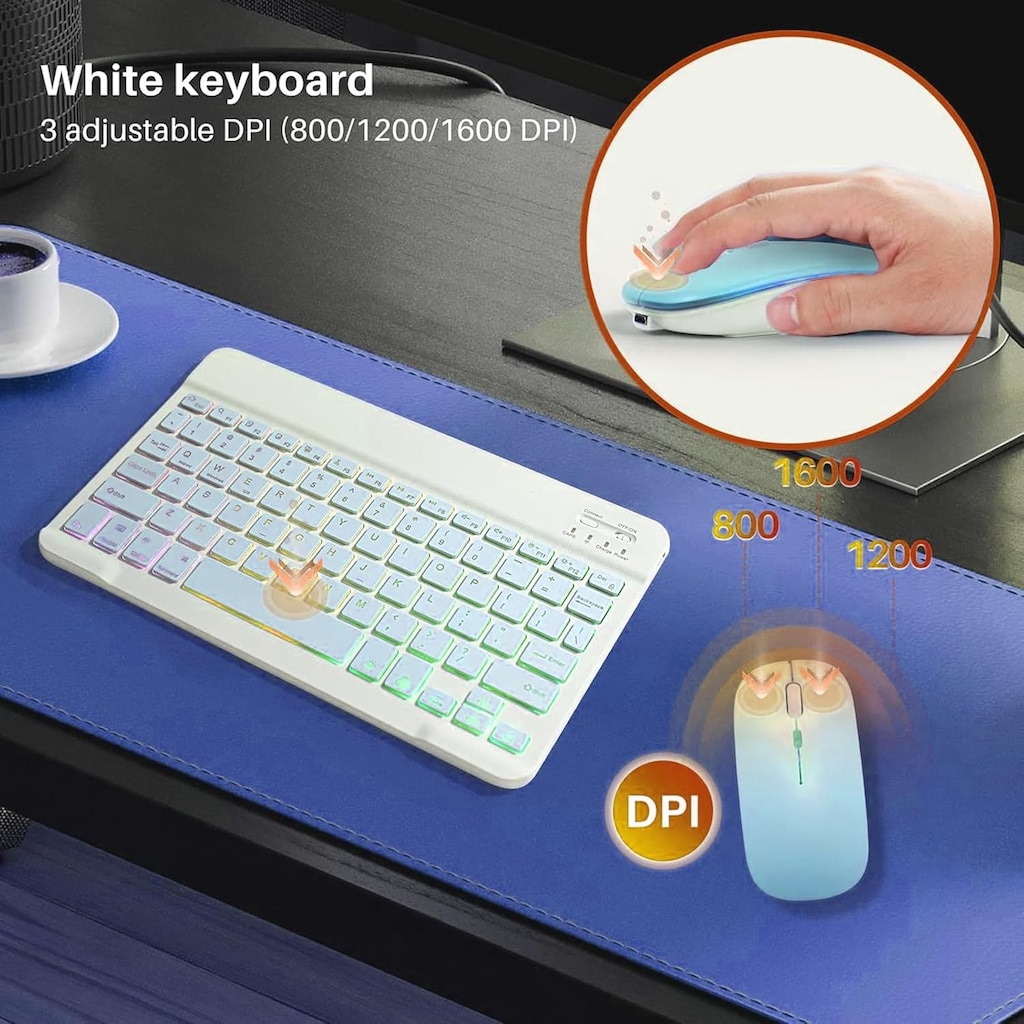 RGB LED Şarjlı Bluetooth TR-Q Klavye & Mouse Set Mini & Slim - 6