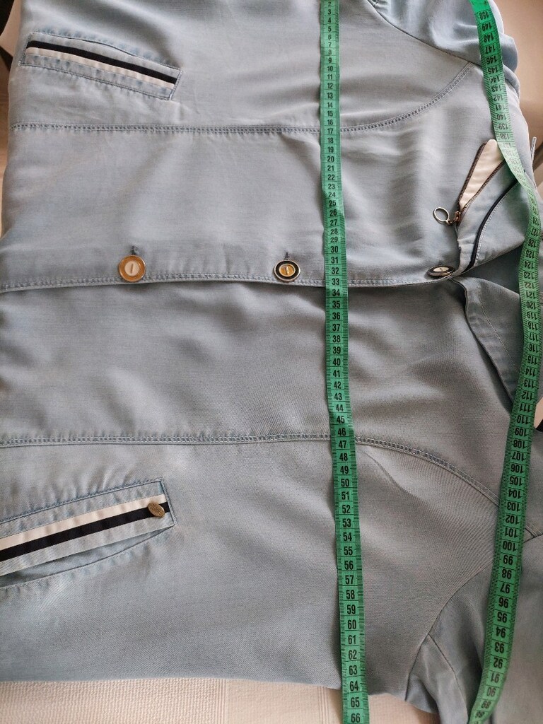 ZÜHRE apoletli denim model mavi pardesü - 14