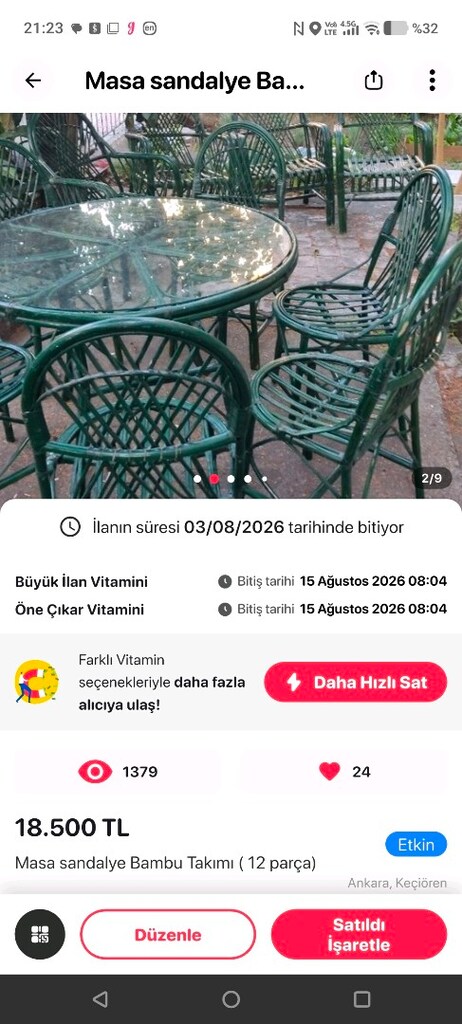 Masa sandelye takımı ( Sıfır Ürün) - 15