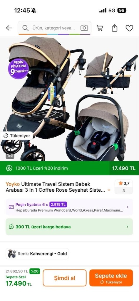 yoyko bebek arabası ve oto koltuğu seti travel sistem - 5