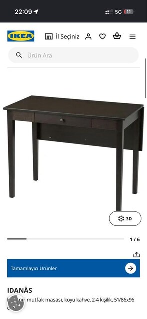 IKEA kahverengi ahşap masası