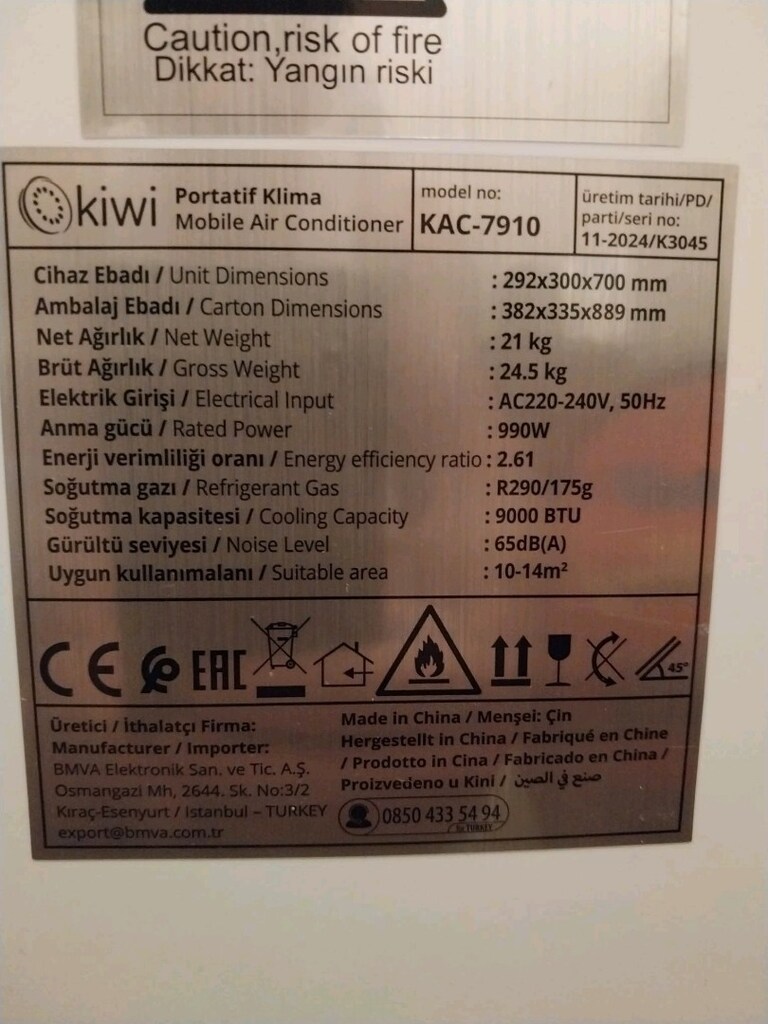 Portatif Klima 9000 BTU - 4
