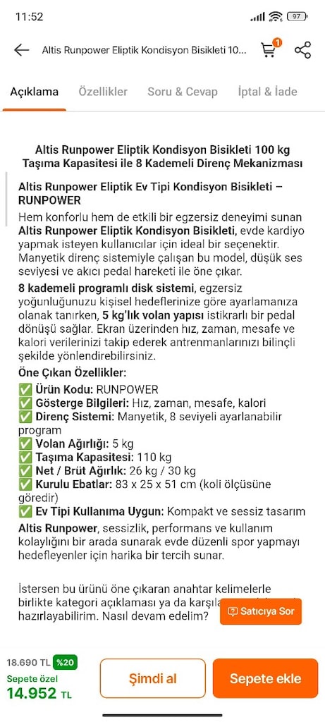 Altis marka eliptik kondisyon bisikleti - 5