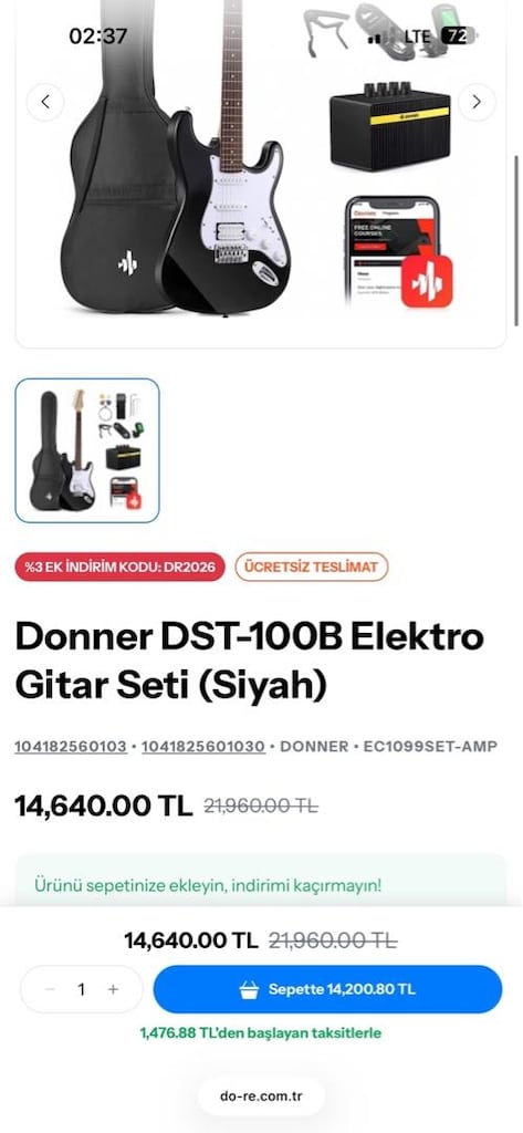 YARI FİYATINA DONNER DST-100B ELEKTRO GİTAR - 2