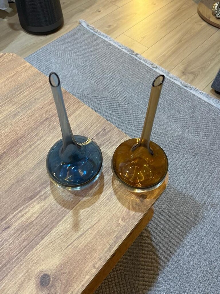 ağızla üflenmiş cam ince ağızlı vazolar - 2