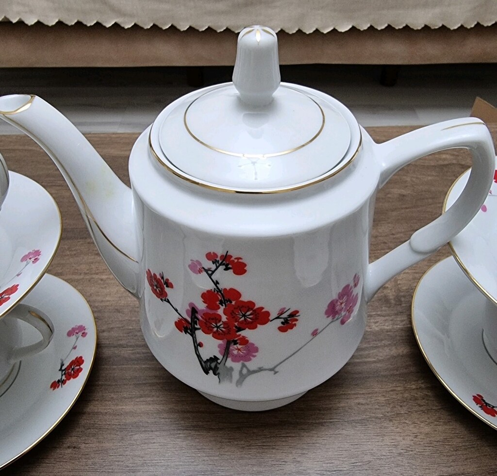 Vintage Çiçek Motifli 6 Kişilik Porselen Kahve/Çay Takımı - 3