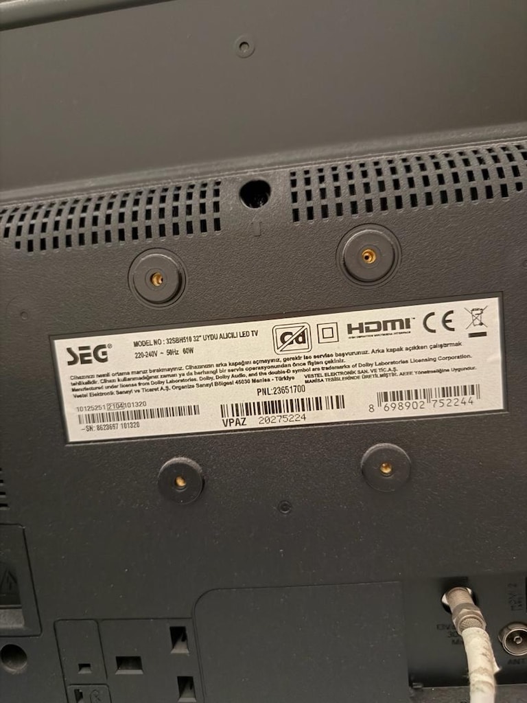 SEG 32” (81 Ekran) Dahili Uydu Alıcılı LED TV – Temiz Durumda - 3