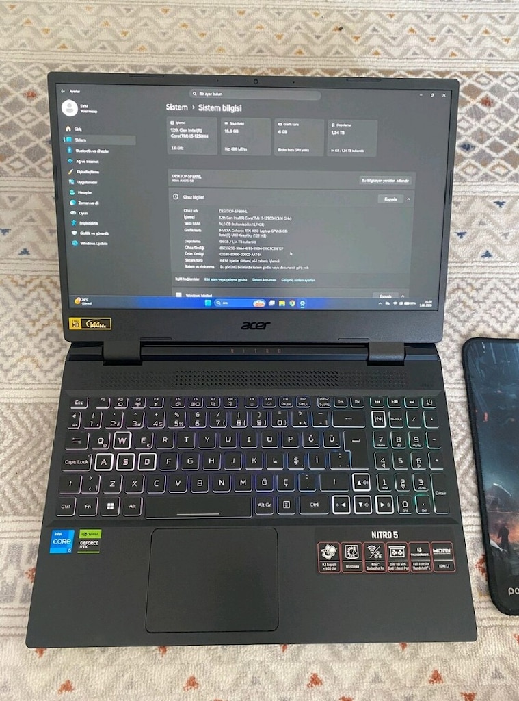 Acer Nitro 5 i5 12500H RTX 4050 6GB 140W 16GB RAM 1.5TB SSD TAKAS OLUR - 4