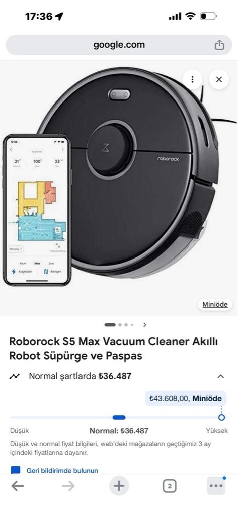 Roborock S5 Max Vakuum Cleaner Siyah Akıllı Robot Süpürge Ve Paspas - 7