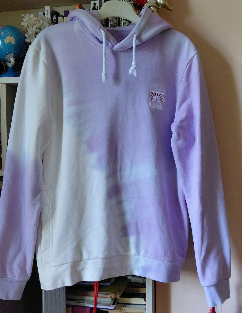 Mor,bej kapşonlu sweatshirt